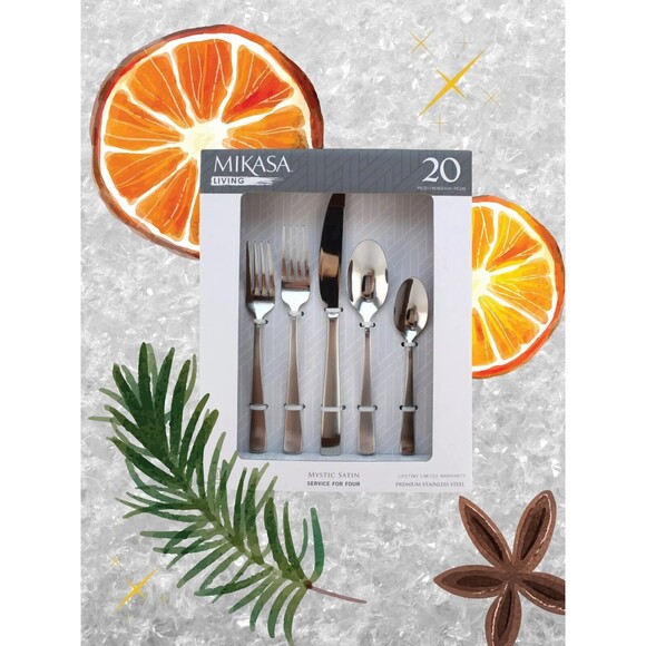 MIKASA Stainless Flatware Mystic Satin 20 Pc Service For Four Premium New In Box - Picture 1 of 7